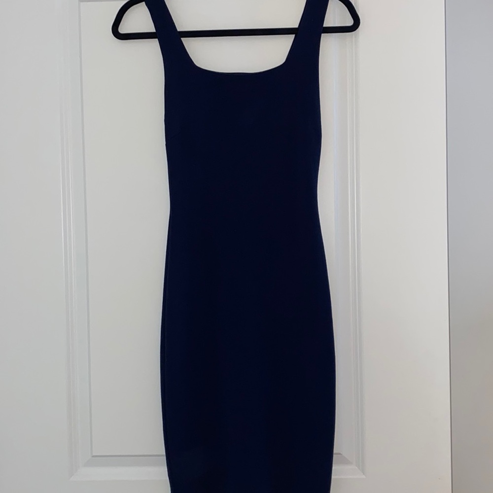 Form fitting blue dress, high quality.